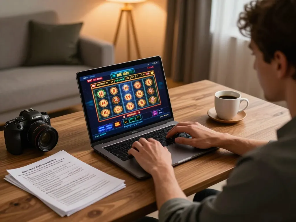 Engaging moment at nhà cái lv88 where a player strategizes for online gaming at home.
