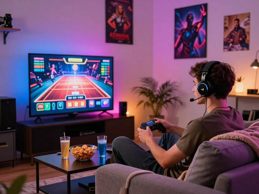 Engaging gaming atmosphere showcasing 789club online casino excitement in a cozy living room.