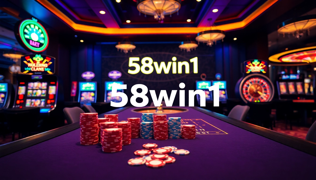 Experience the excitement of 58win1 with professional poker action and vibrant casino elements.