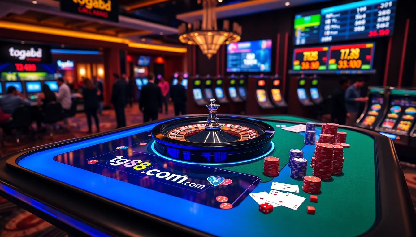 Engaging roulette spin and live card dealing action at tg88.com casino table with vivid poker chips