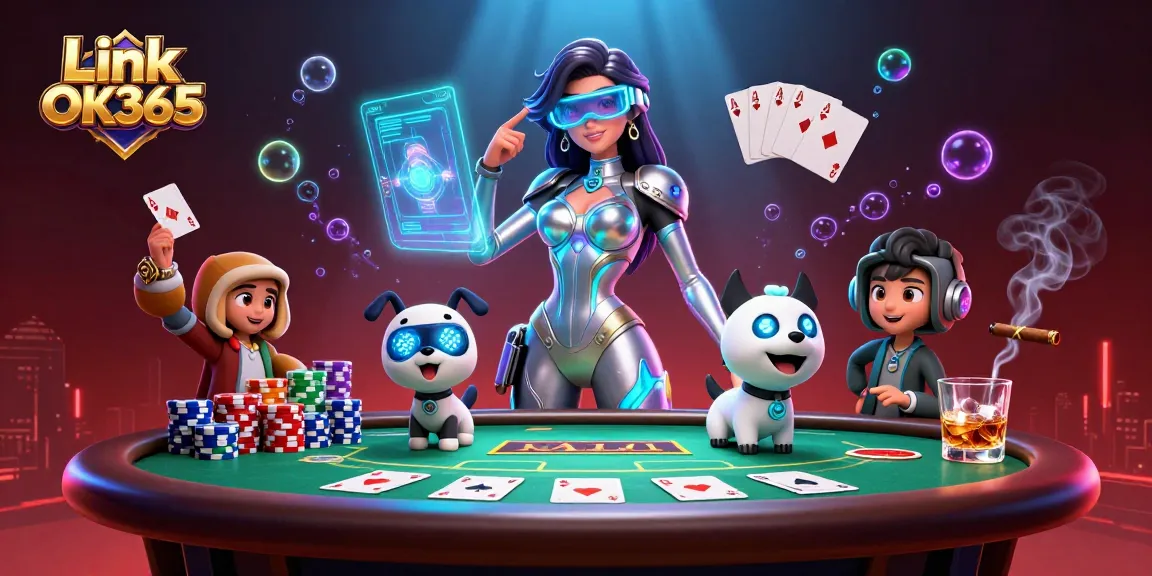 Experience thrilling gameplay at Link OK365 with a captivating 3D casino scene showcasing poker elements and vibrant visuals.