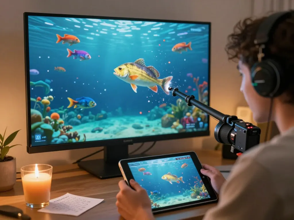 Player enjoying the online fishing game go8, targeting rare fish in a colorful underwater world.