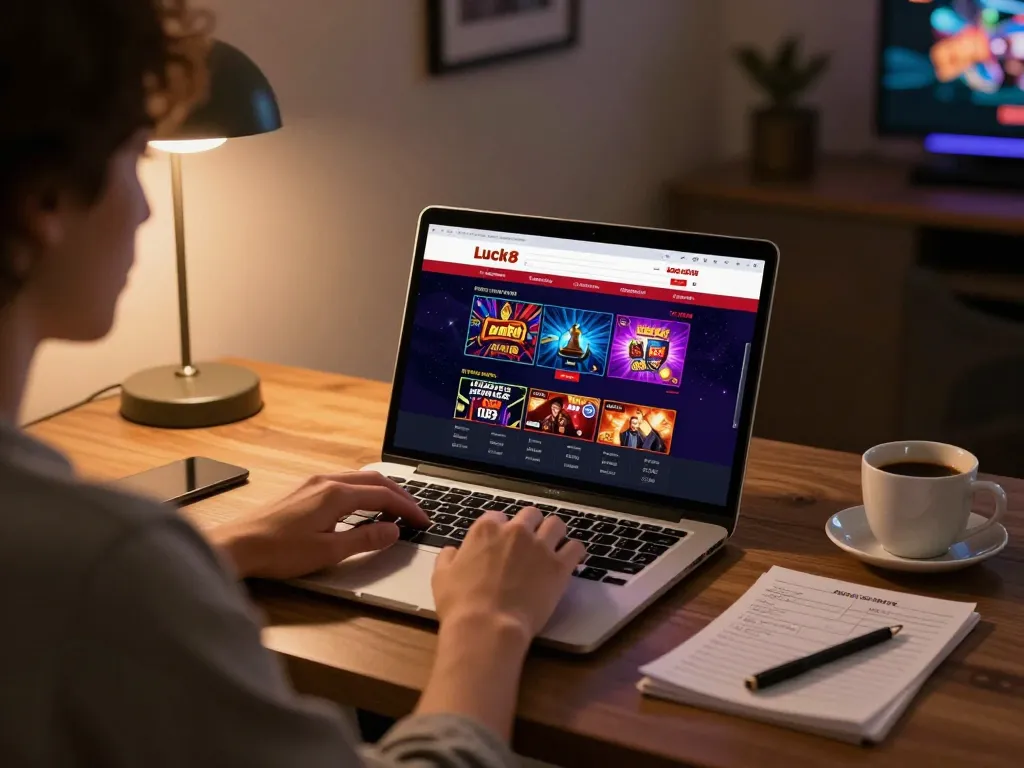 Experience seamless luck8 đăng nhập on a home laptop, showcasing live casino action and personalized gaming.