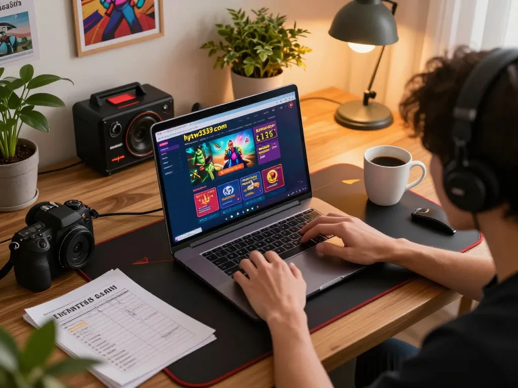 Person playing on hytw3339 com casino site with focused strategy notes in comfortable home setup.