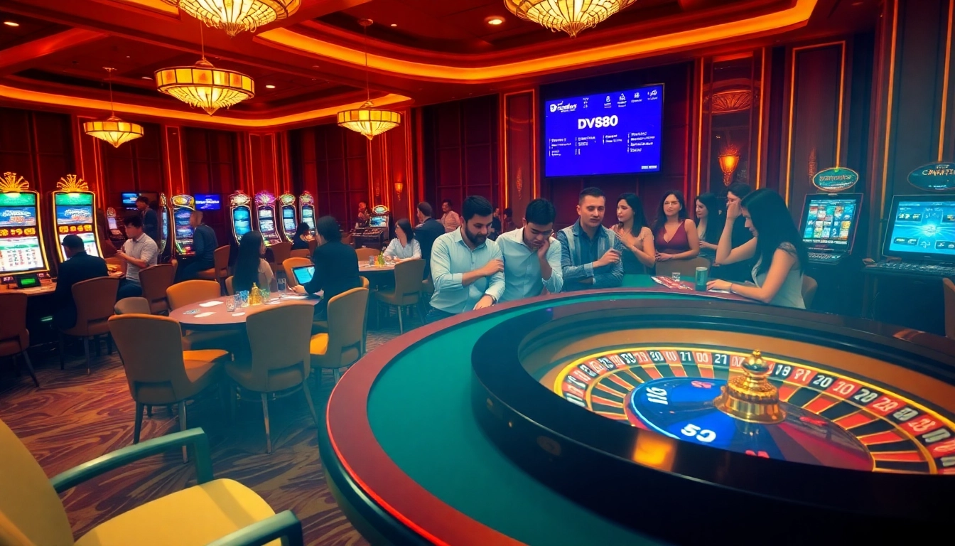 Experience thrilling games at dv88.com with vibrant tables and attentive players in a luxury casino.