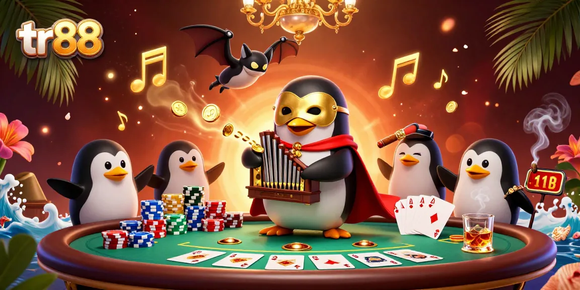 Experience thrilling gambling action at TR88 with a vibrant casino scene featuring golden coins and poker excitement.