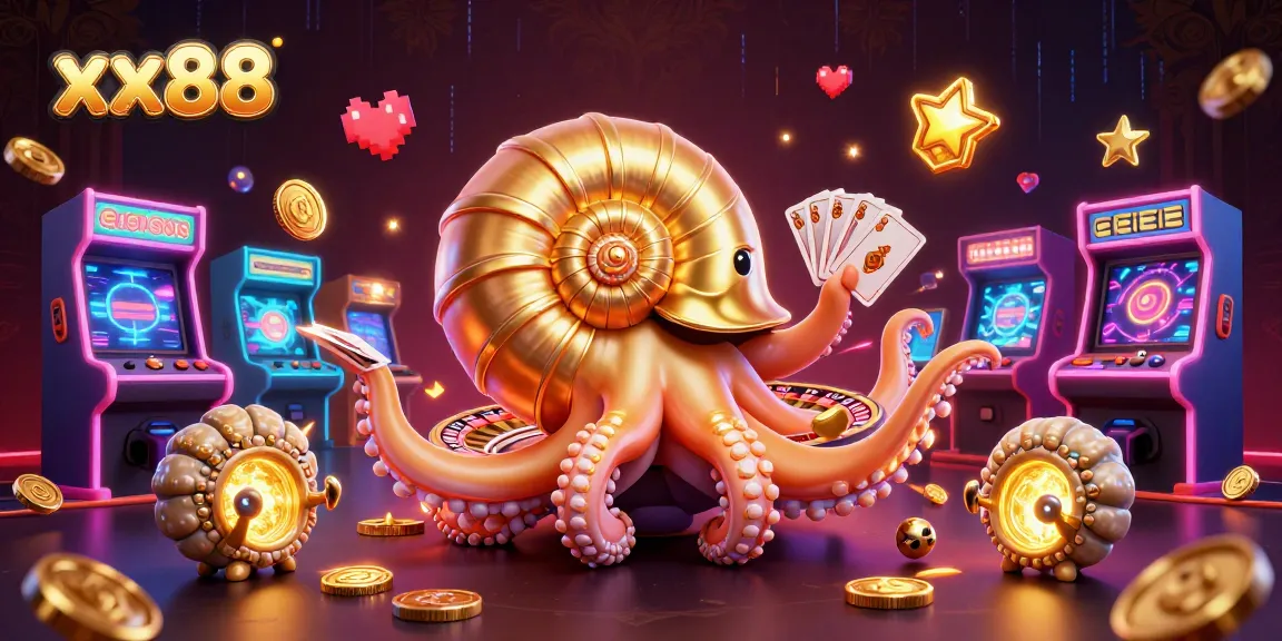 Experience the thrill of xx88 with a vibrant 3D casino scene featuring a giant nautilus roulette.