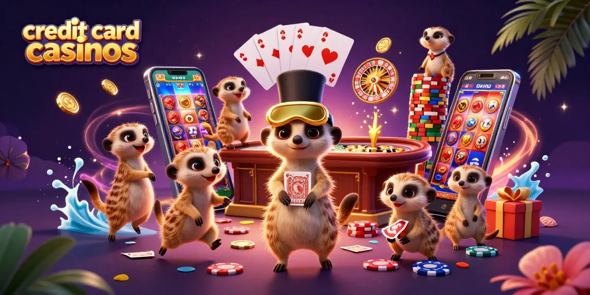 Engaging scene of credit card casinos featuring meerkats playing casino games with vibrant details.