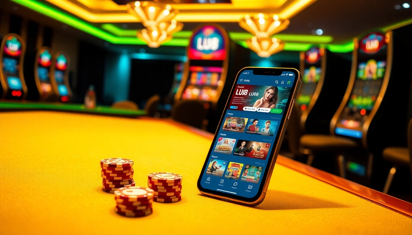 Experience action at trang chủ lu88 with vibrant games like poker, slots, and casino tables featured prominently.