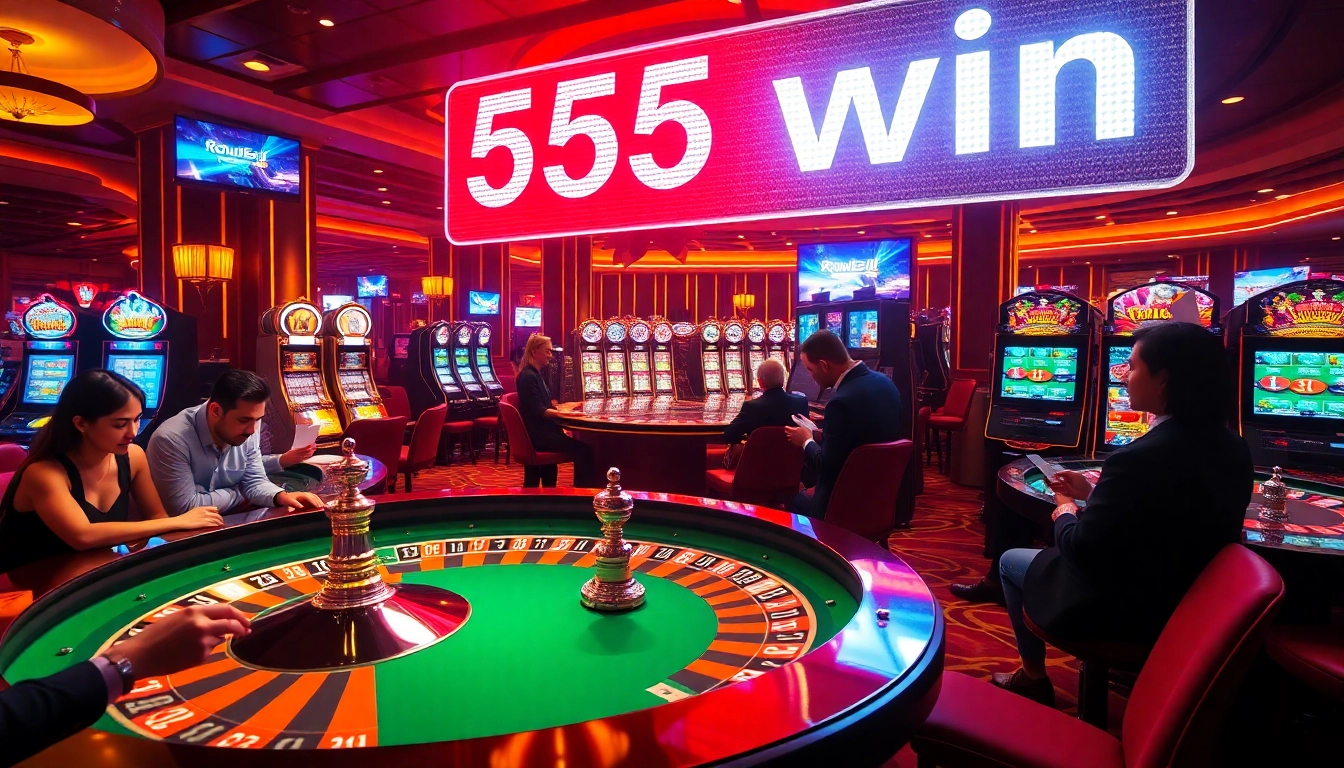 Experience the thrill of winning at the casino with 555 win as players engage at the roulette table.