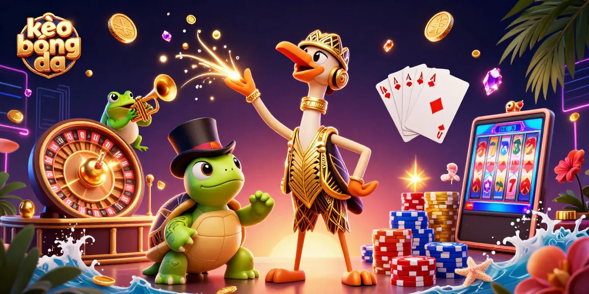 Bet on kèo bóng đá with a vibrant illustration featuring dynamic casino characters and elements.