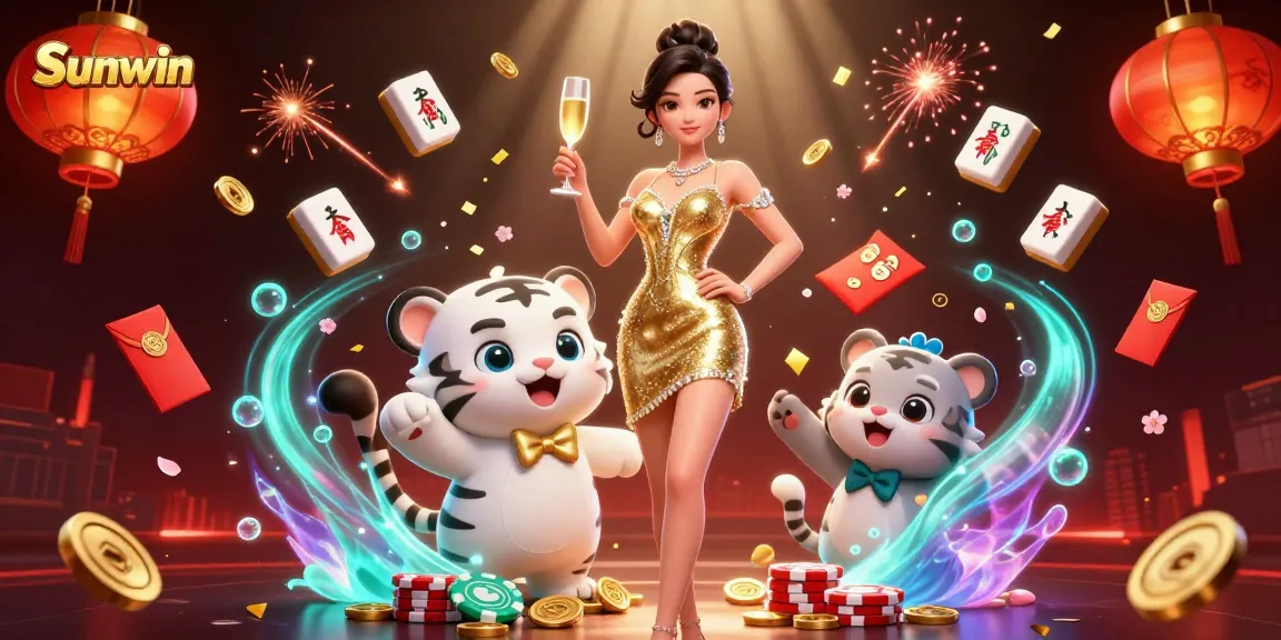 Win big at Sunwin with vibrant casino excitement and iconic rewards in this 3D illustration.
