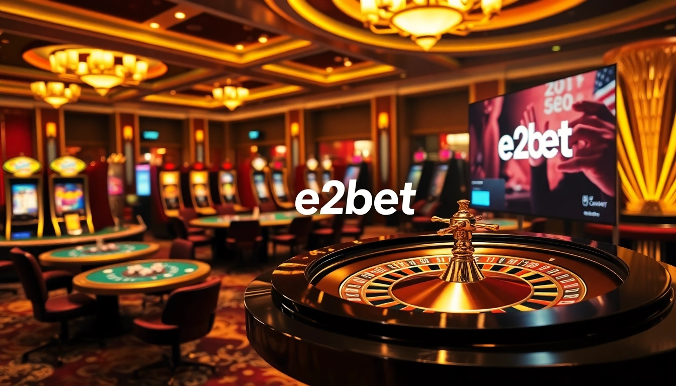 Engaging e2bet roulette game scene showcasing luxury casino ambiance and online gaming excitement.