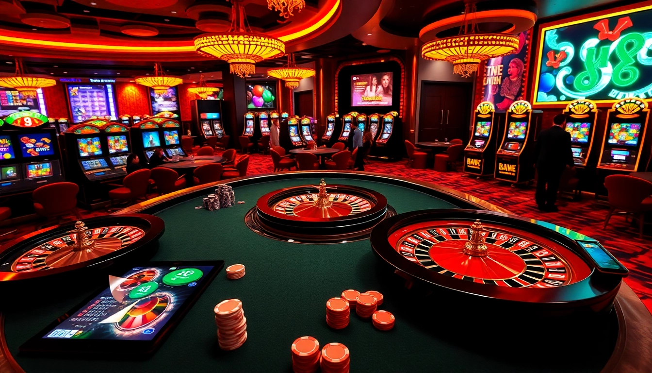 Experience high stakes gameplay at mm 88's luxurious casino tables with vibrant lighting.