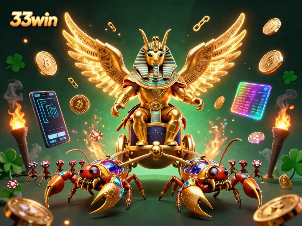Spin and win with 33win in this dynamic casino scene filled with excitement and vibrant elements.