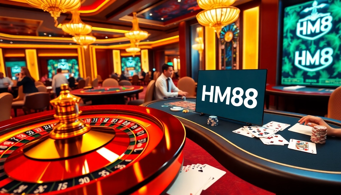 Experience the thrill of the hm88 game at a luxurious casino table with dynamic gameplay and vibrant atmosphere.