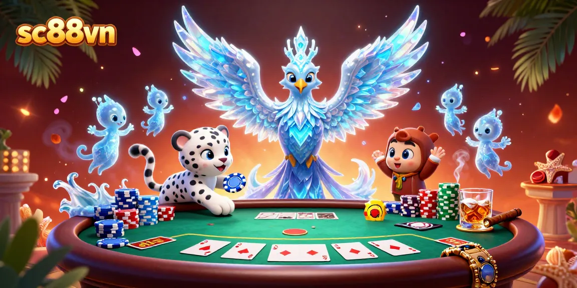 Experience thrilling poker action at sc88vn with vibrant characters and dynamic casino elements.