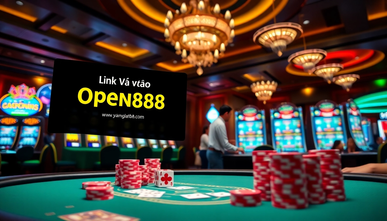 Join the thrilling action of link vào OPEN88 at an exciting casino table, showcasing vibrant gambling elements.