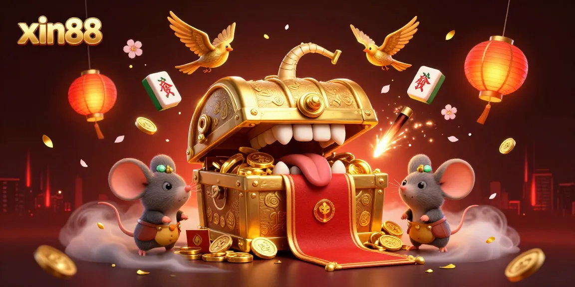 Experience the thrill of xin88 gaming with exciting treasures and colorful elements in this 3D illustration.