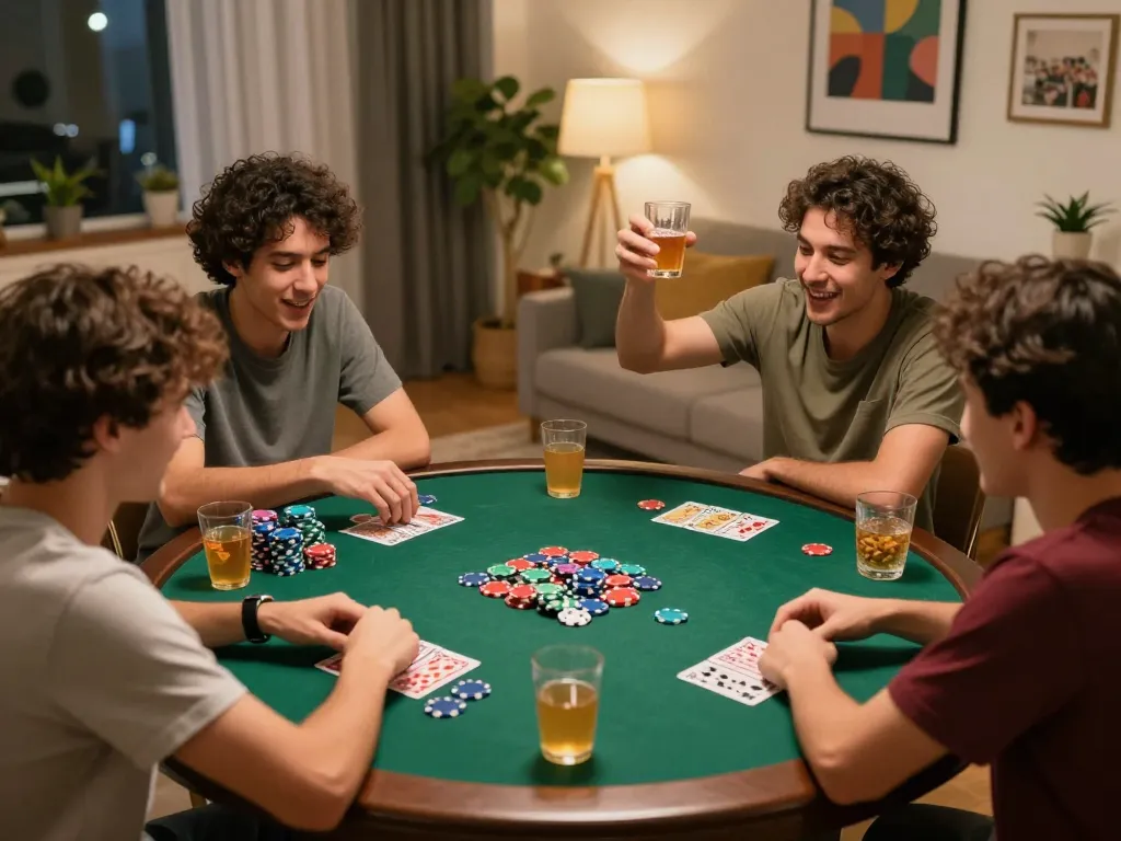 Friends celebrating a win during a home gaming night with Bay789 online casino.
