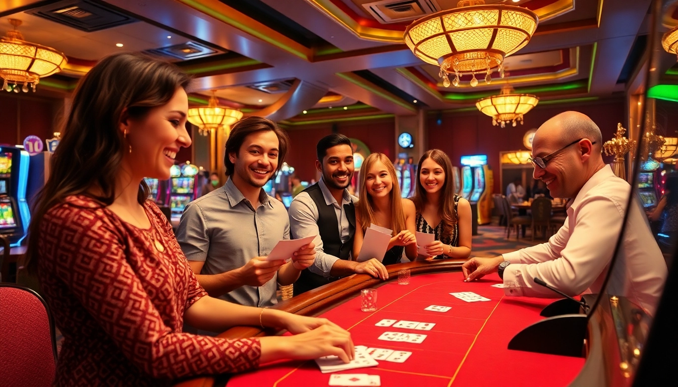 Experience luxury gaming at dom88.us.com with vibrant slots and engaged players at the tables.