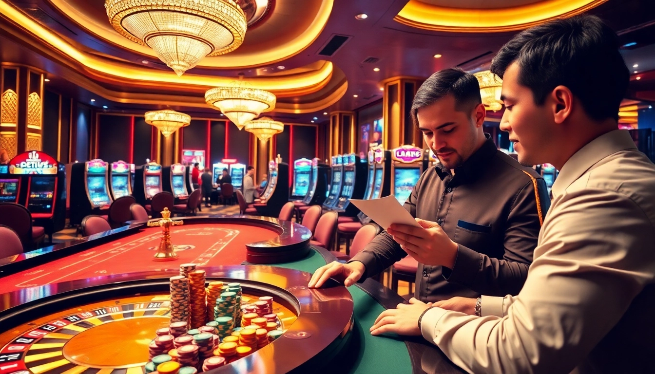 Players engaging in thrilling casino games at lv88 with vibrant tables and exciting slots.