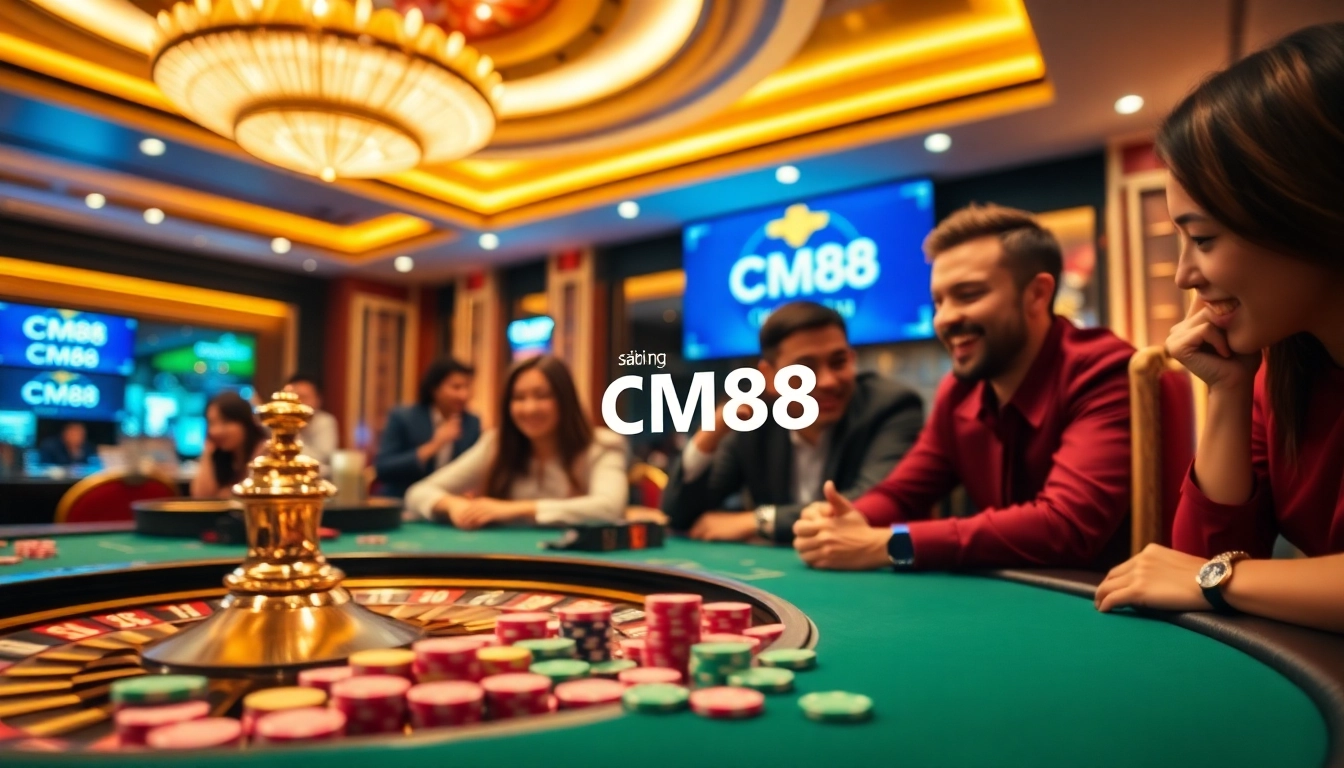 Engage in thrilling gameplay with CM88 registration at a vibrant casino table full of excitement.