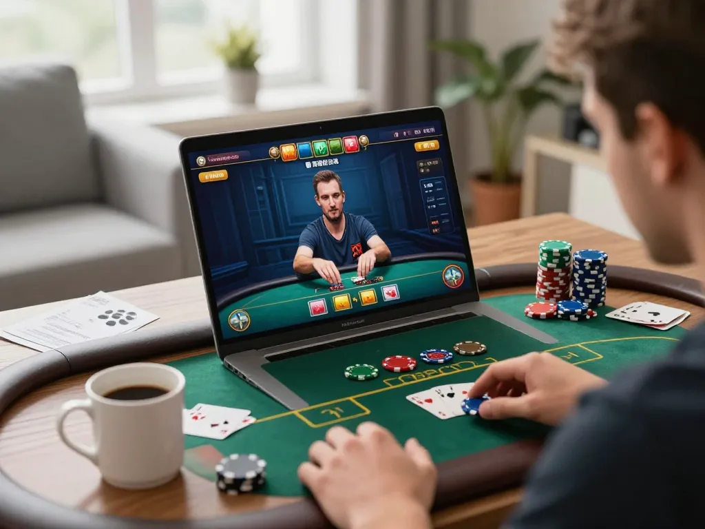 Engaged player strategizing in an online poker game at 789club, enhancing gaming experience.