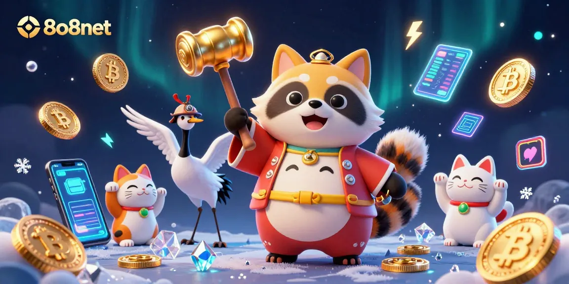 Experience thrilling wins with o8o8net's vibrant online casino world, featuring dynamic characters and crypto elements.
