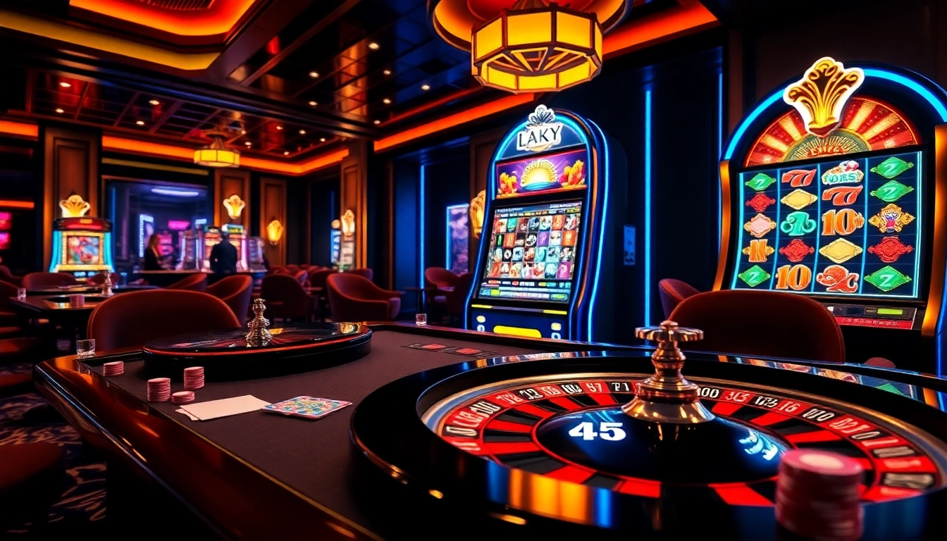 Experience thrilling gameplay at LuckyWin with vibrant casino elements and engaging slot machines.