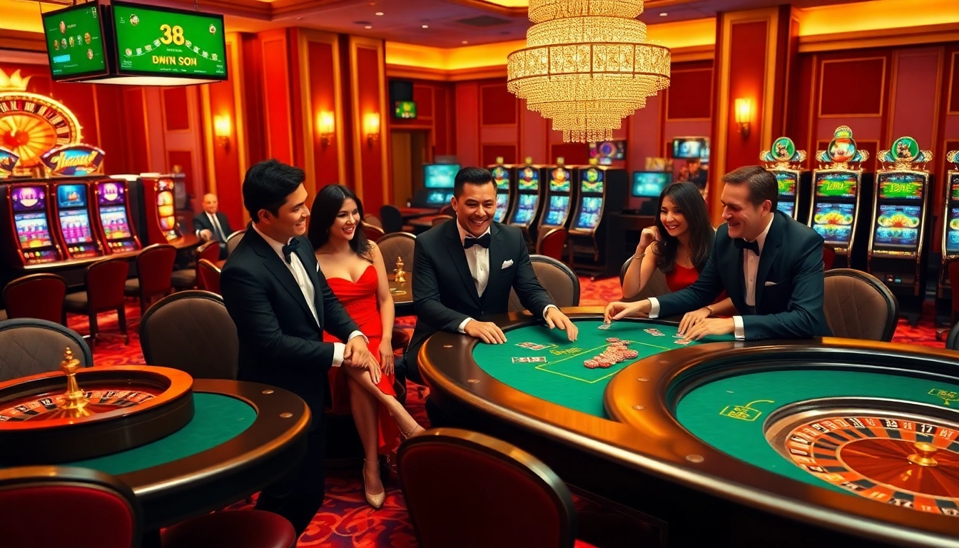 Visually rich casino scene highlighting joyful players engaging in games on 98win .com.