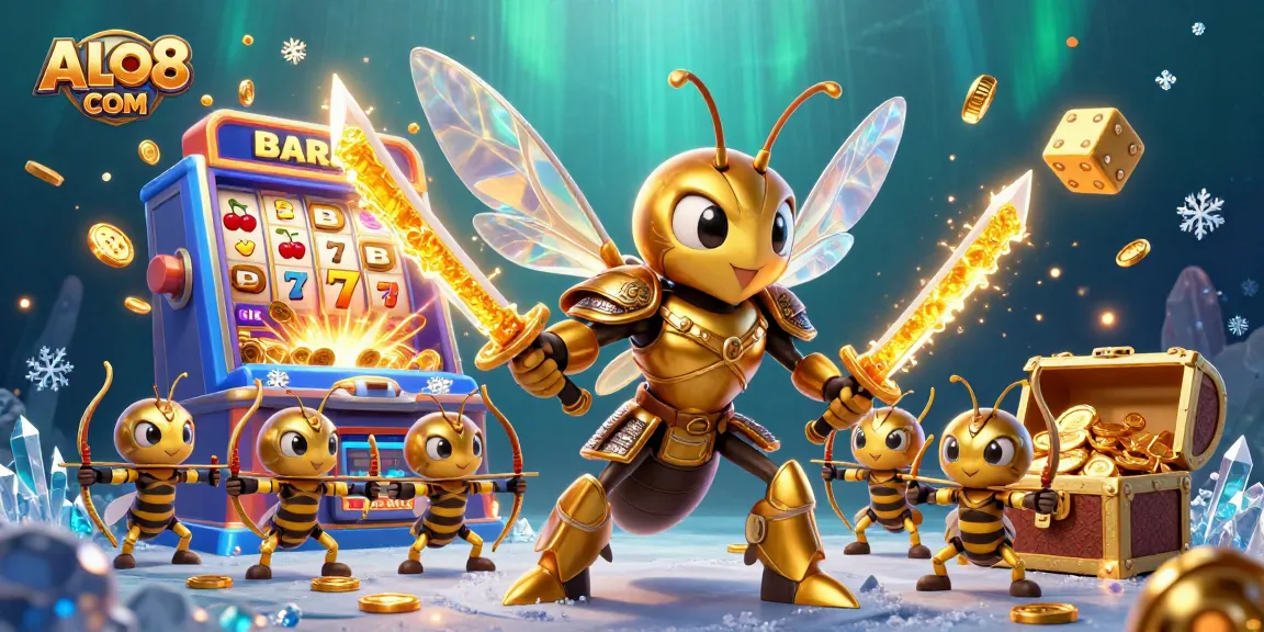 Engage in immersive gameplay at ALO8 COM with vibrant slot machines exploding with coins and 3D characters in action.