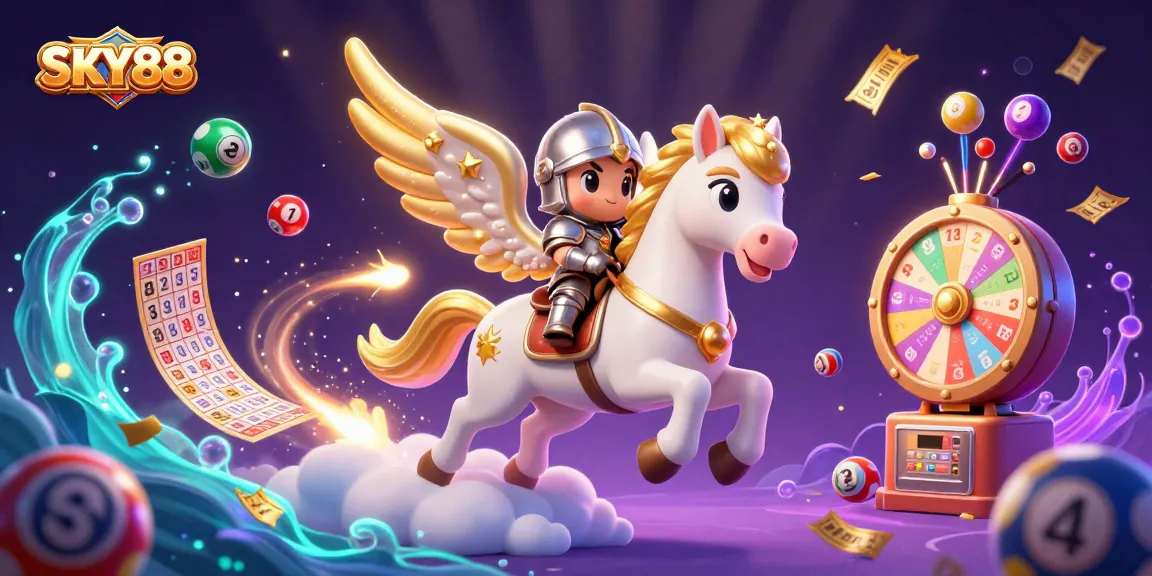 Experience the excitement of SKY88 with vibrant lottery elements and a celestial theme.