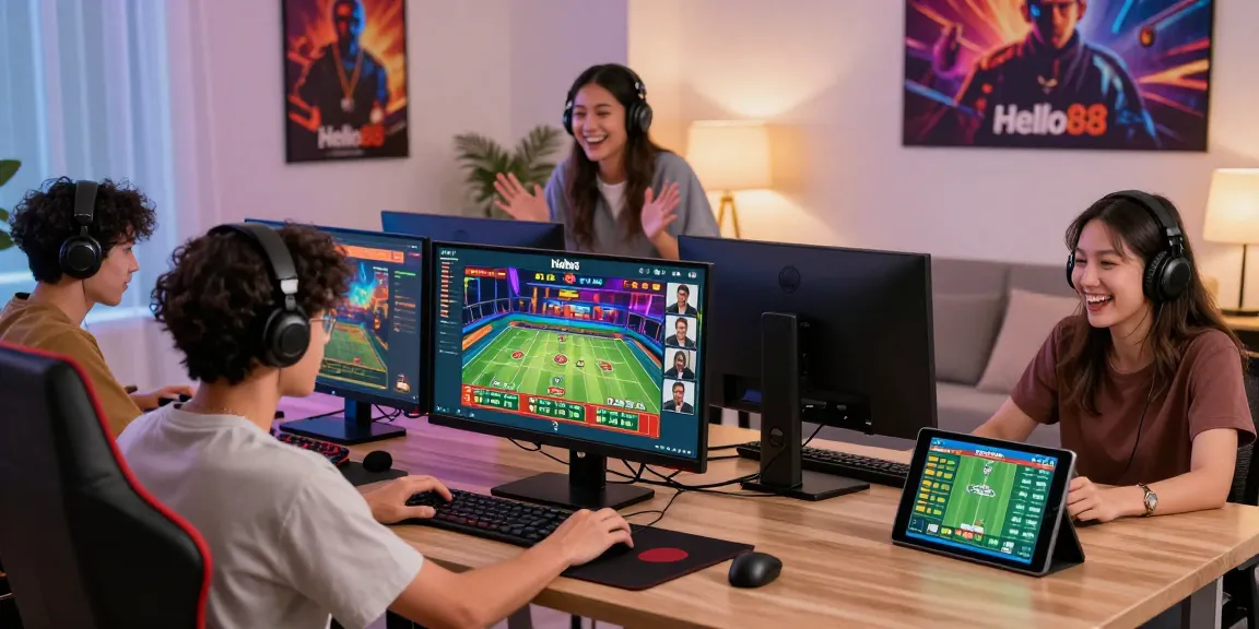 Players at Hello88 enjoying diverse online games, highlighting the excitement of digital gaming.