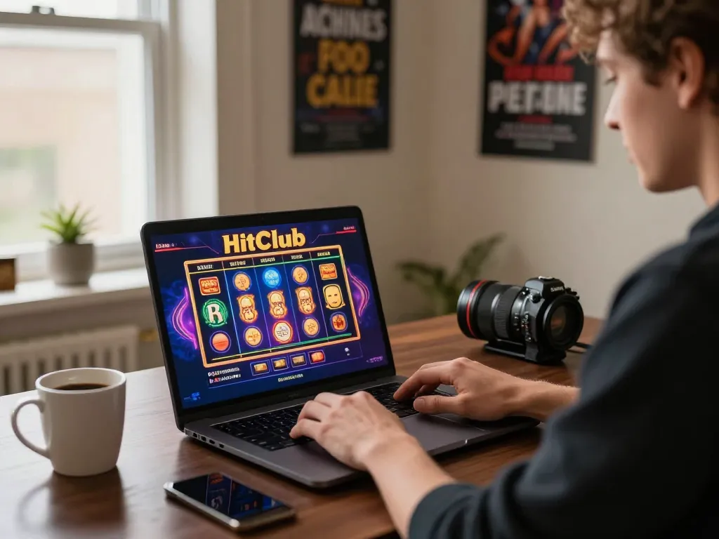 Hitclub slot gaming action showcasing online entertainment with vibrant visuals and cozy setup.