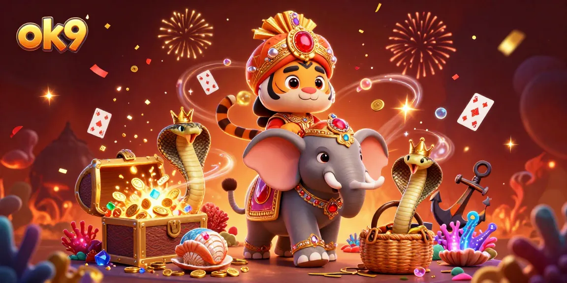 Join the excitement with ok9's vibrant 3D illustration showcasing epic gaming adventures and winnings!