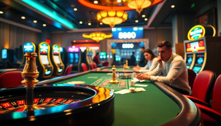 Enjoying a thrilling game at 888vnd com casino with roulette and poker tables.