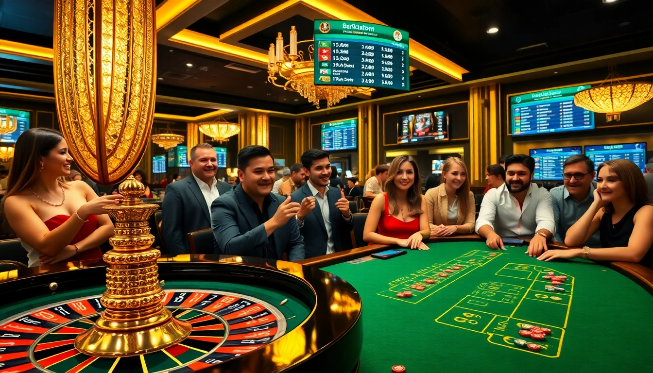 Experience thrilling gameplay at https://fun79.bio/ with an elegant casino atmosphere featuring vibrant gaming tables.